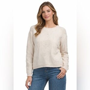 Heart Pointelle Knit Sweater – Size XS